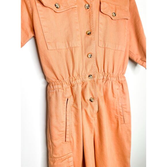 ASOS Orange Denim Utility Romper Womens Size 6 Cotton Cargo One Piece - Picture 4 of 10
